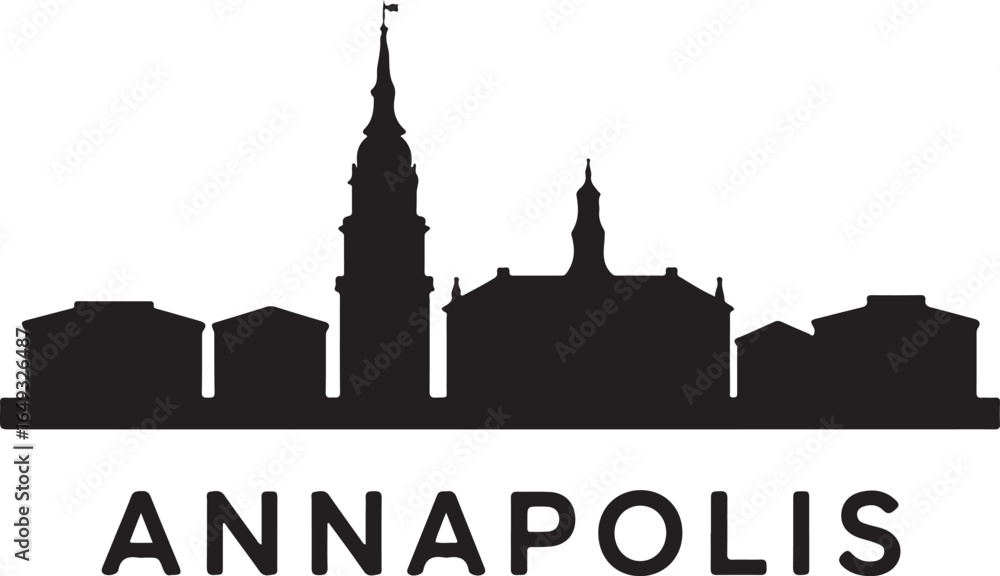 Naklejka premium Annapolis Skyline Silhouette Vector on White Background