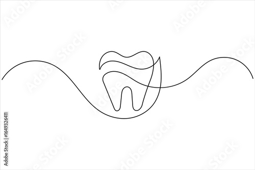Tooth icon continuous line drawing minimalist dental vector illustration