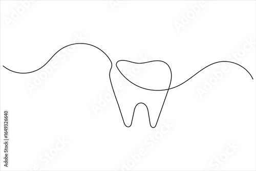 Tooth icon continuous line drawing minimalist dental vector illustration