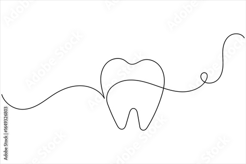 Tooth icon continuous line drawing minimalist dental vector illustration