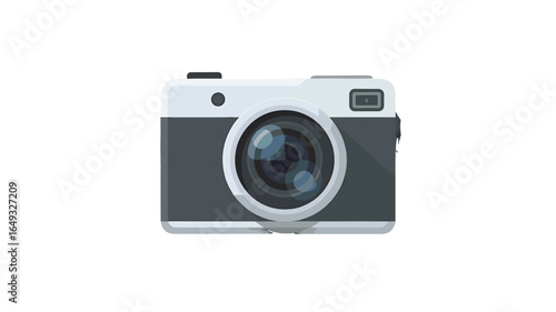 Digital camera isolated on neutral backdrop.