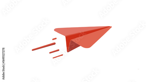 A red paper airplane flying.