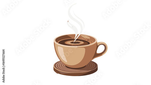 A delightful illustration of a warm cup of coffee, ready to be enjoyed.