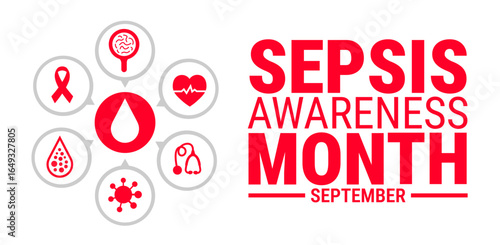sepsis awareness month background, banner, card or poster design template is observed every year during September, to raise awareness about the mission. Vector illustration.