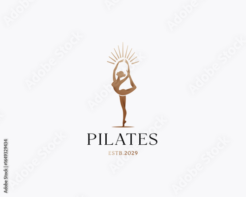beauty elegant sport pilates studio logo template