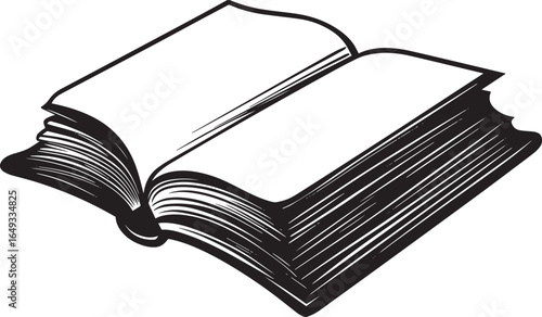 Clean Book Clipart A sleek black vector representation of a book icon, emphasizing minimalism in design.