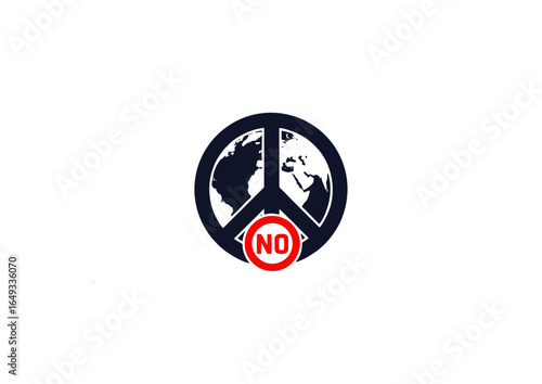 icon of peace symbol over a globe, anti-terrorism theme