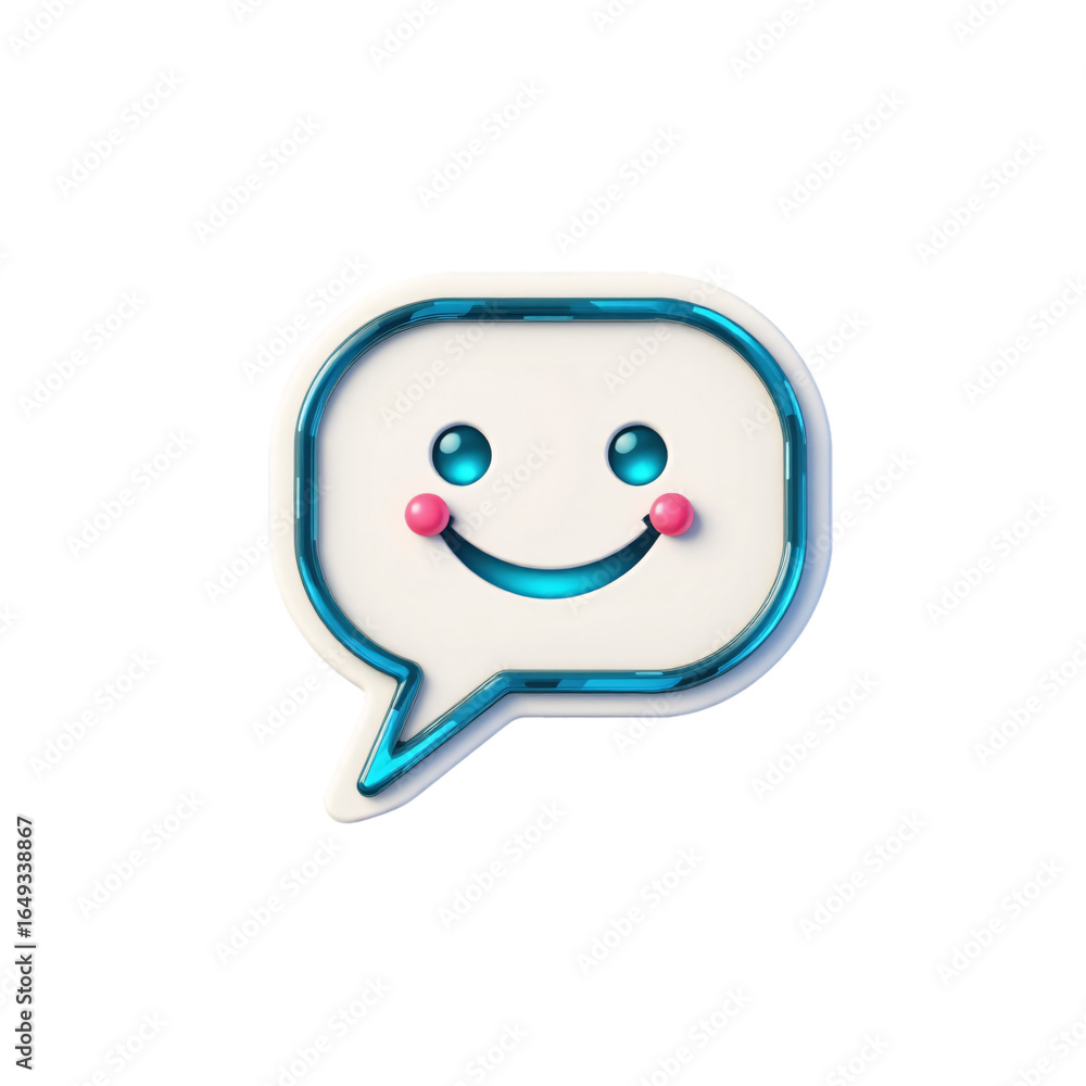 Cheerful emoji speech bubble digital art creation modern design colorful environment playful concept Cheerful emoji speech bubble digital art creation modern design colorful environment playful concept