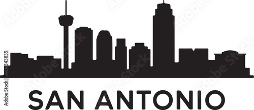 San Antonio Skyline Silhouette Vector on White Background