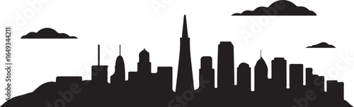 San Francisco Skyline Silhouette Vector on White Background