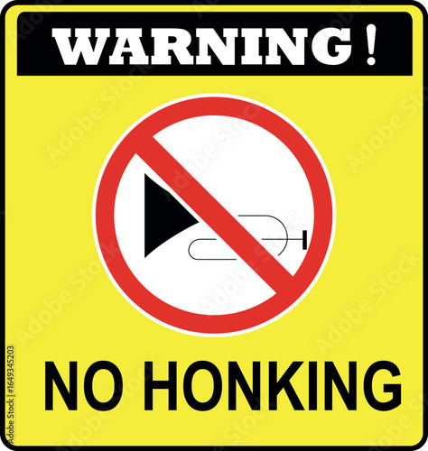 Warning No Honking Sign Vector Design