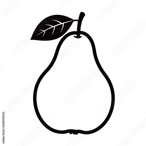 black and white silhouette vector of a pear on a white background