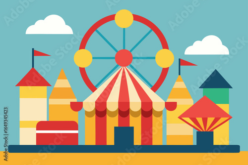 flat design festival fairground ferris wheel