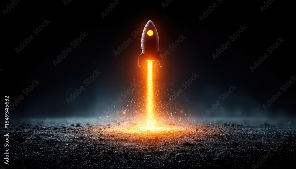 Obraz premium Rocket launch, dark background