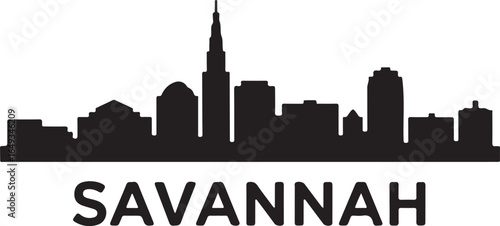 Savannah Skyline Silhouette Vector on White Background