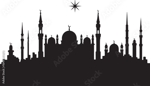 Stunning Islamic mosque skyline silhouette with star