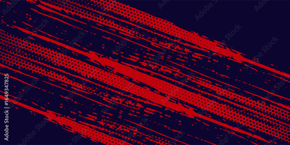 Fototapeta premium Halftone dots red and blue color pattern gradient grunge texture background. Dot pop art comic sport style vector illustration.