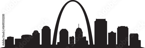 St. Louis Skyline Silhouette Vector on White Background