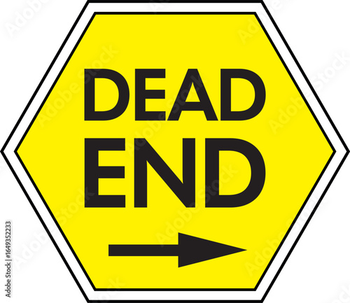 Yellow and Black Traffic Signal Dead End Right Turn Sign Vector Design