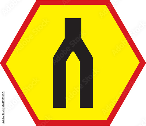 Yellow and Red Color Divided Road Traffic Sign Vector Design