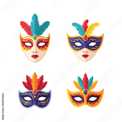 Colorful Carnival Masks Collection for Party and Celebration