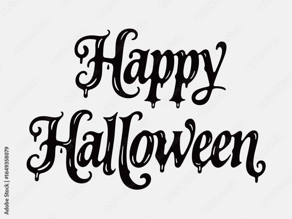 Fototapeta premium Happy Halloween, atmosphere, handwriting, cursive, artistic font
