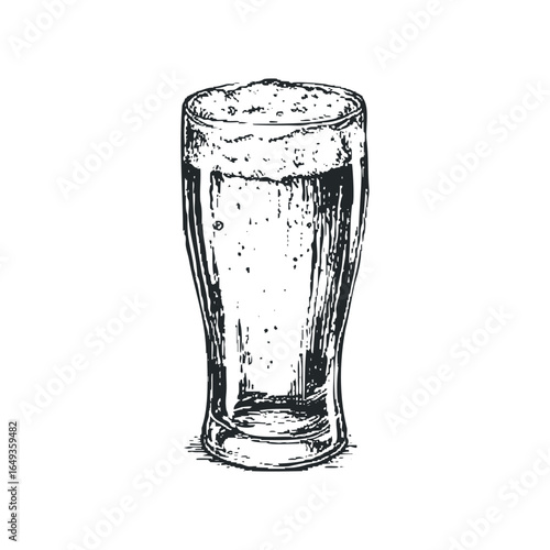 Sketch of a Tall Glass Filled with Frothy Lager
