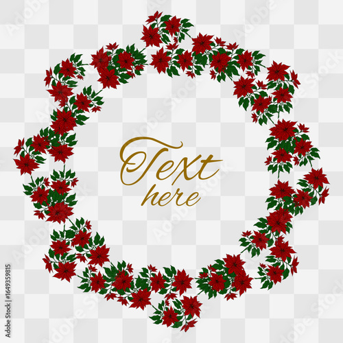 Beautiful red poinsettia flower, traditional Christmas plant symbol of the holiday season. Festive winter illustration greeting cards, invitations, decorations, posters, clipart
