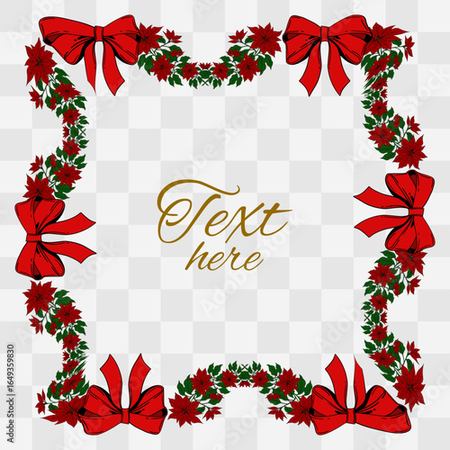 Beautiful red poinsettia flower, traditional Christmas plant symbol of the holiday season. Festive winter illustration greeting cards, invitations, decorations, posters, clipart