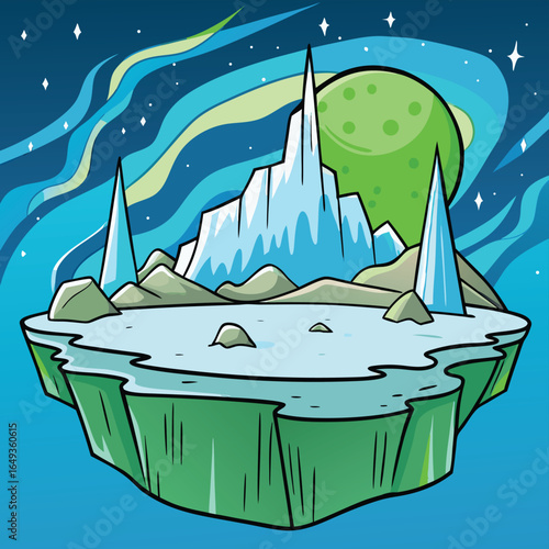 northern lights over icebergs  .eps