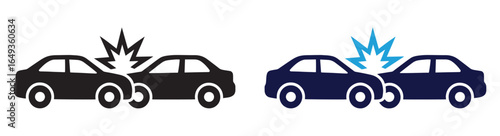 Car accident icon set. Car crash icons. Vector Illustration. 