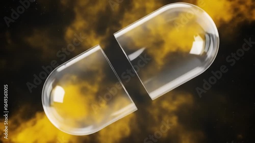 Capsule Shattering with Bright Yellow Powder Explosion in Midair