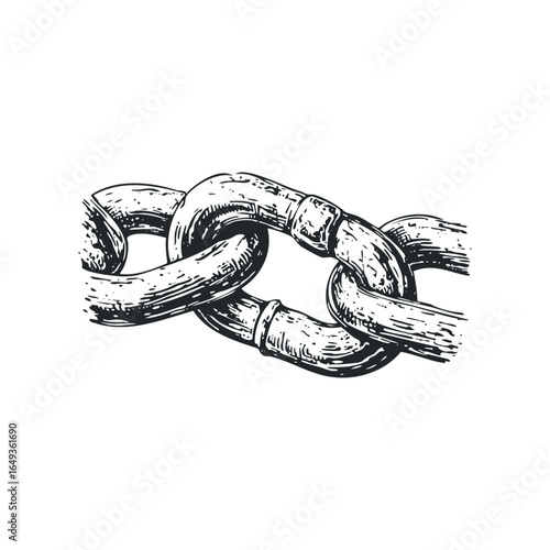 Detailed sketch of interconnected metal chain links