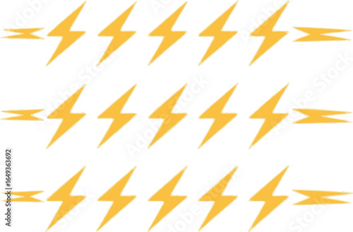Energetic Pattern with Bolt Symbols in Yellow on a White Background Design