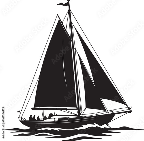 Elegant sailboat glides on choppy seas under full sail
