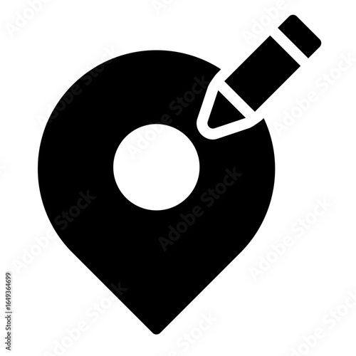Black Map Pin with Pencil Location Editing Icon