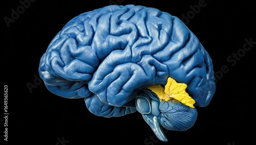 3D rendered human brain, highlighting the amygdala