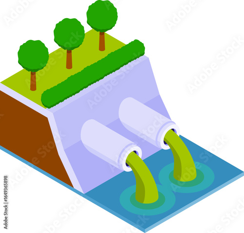 Water Purification Isometric Icon Set – Filtration, Treatment, and Clean Water Solutions