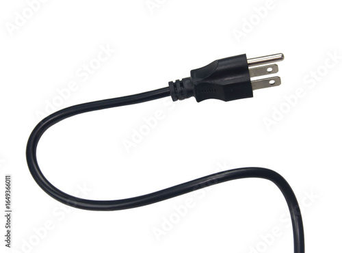 Black power plug isolated on transparent background.