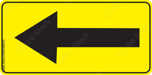 Yellow Left Arrow Traffic Sign Vector Design