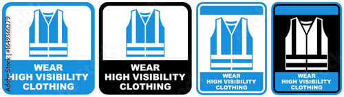 set safety sign wear high visibility clothing symbol design label template vector illustration