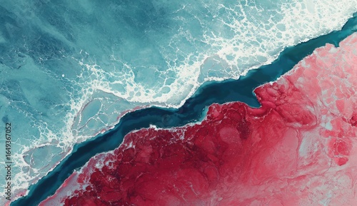 Aerial view of a vibrant abstract landscape