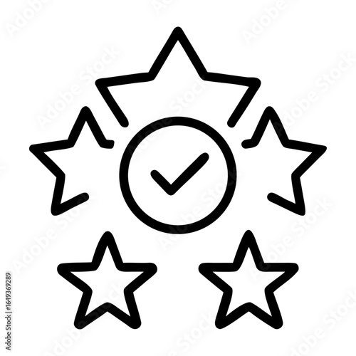 Five star rating with checkmark icon for quality and excellence