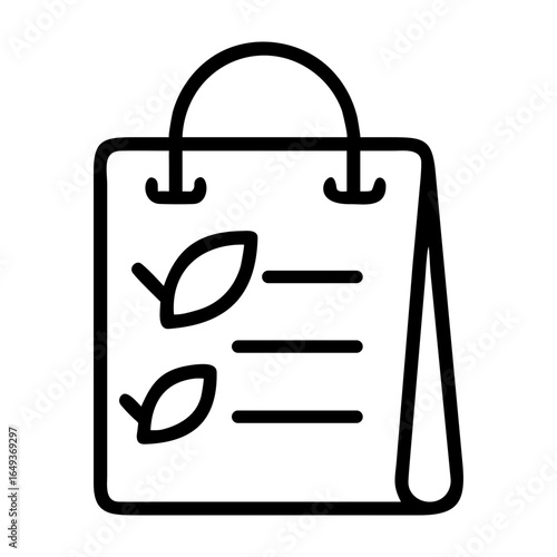 Checklist with leaves and lines icon for eco friendly shopping or tasks