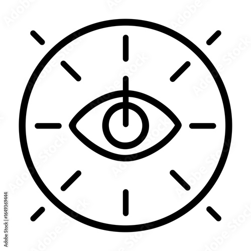 Stylized eye icon with target crosshairs and radial lines