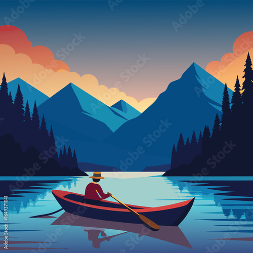 canoe paddling in lake   (2).eps