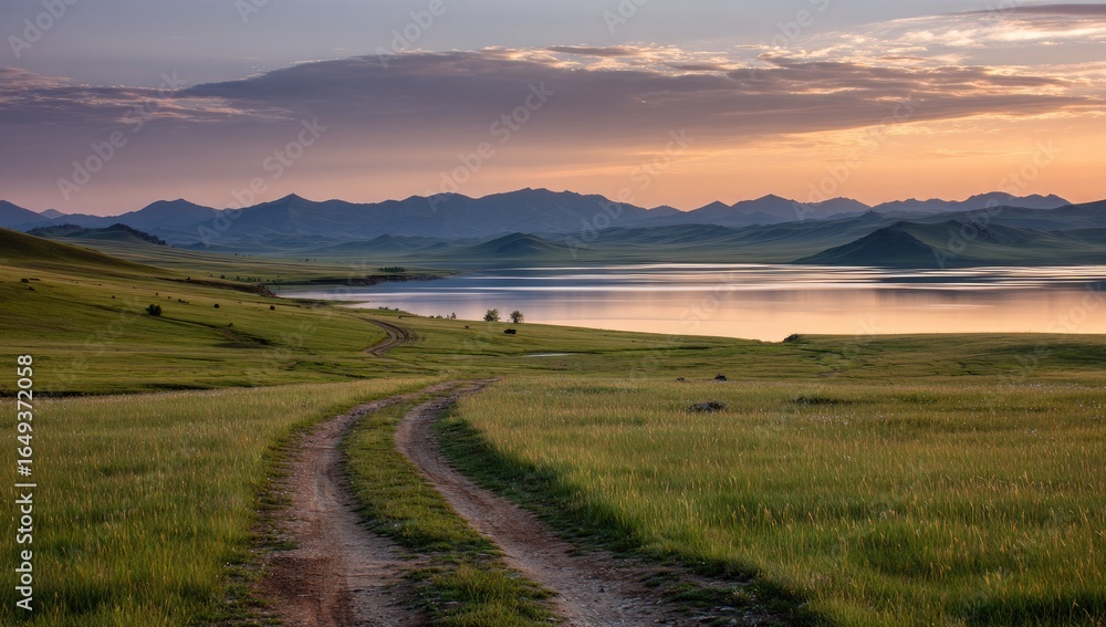 Fototapeta premium Sunrise over a tranquil lake