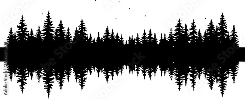 "Forest Landscape in Fish Silhouettes – Double Exposure Nature Art Set" vector graphics