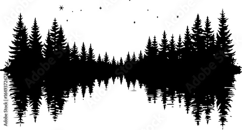 "Forest Landscape in Fish Silhouettes – Double Exposure Nature Art Set" vector graphics