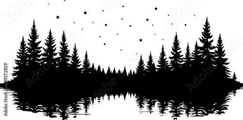 "Forest Landscape in Fish Silhouettes – Double Exposure Nature Art Set" vector graphics
